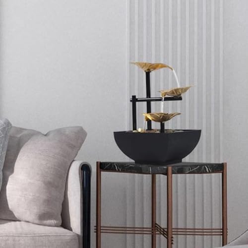 Iron Desktop Fountain with Lotus Design for Zen Meditation and Home Decor