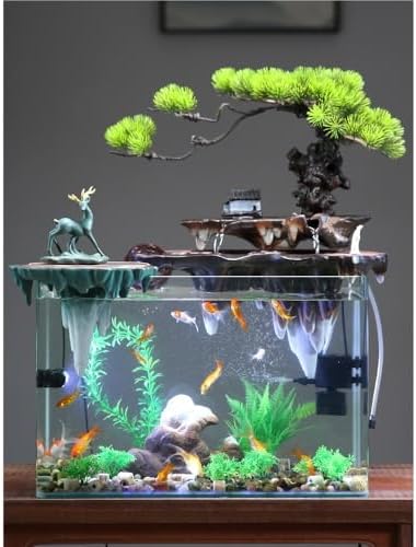 Indoor Water Fountain with Fish Tank Decor