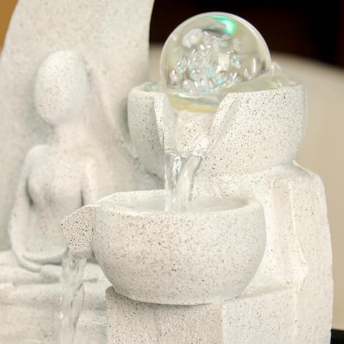 TiCin Tabletop Water Fountain with Spinning Ball Light