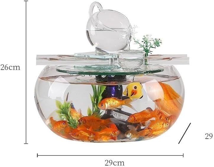 Round Glass Tabletop Fountain with Automatic Circulation