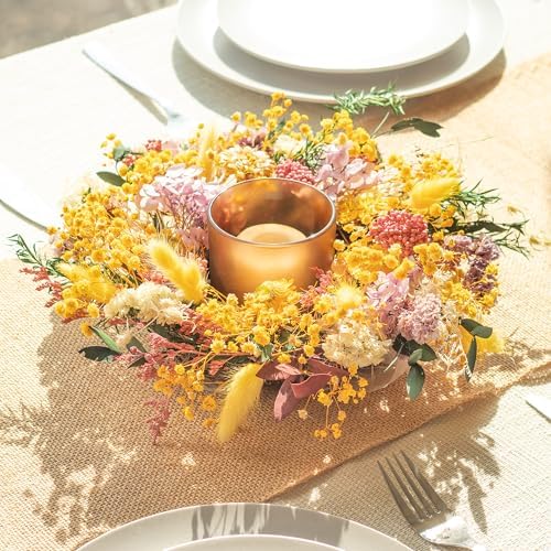 KI Store Natural Dried Flowers Wreath 10 Inch Table Centerpiece