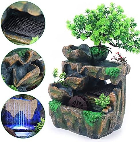 Xuthusman Indoor Mini Rock Waterfall Fountain with LED Lights