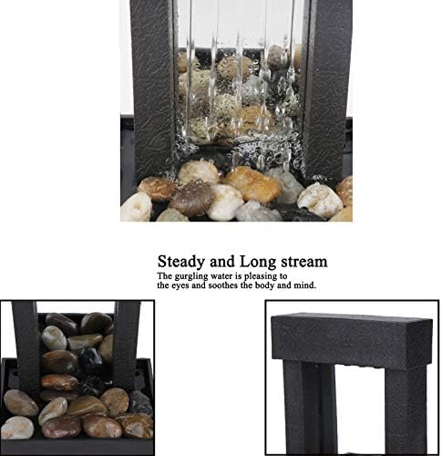 Yitengteng USB Tabletop Water Fountain with LED Light and Stones