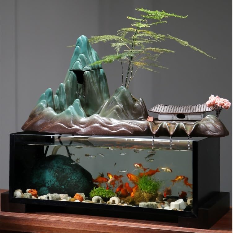 Indoor Fountain Fish Tank Water Ornament Zen Waterfall Landscape Humidifier Decoration