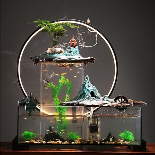 Tabletop Fountain with Water Circulation and Miniature Plants