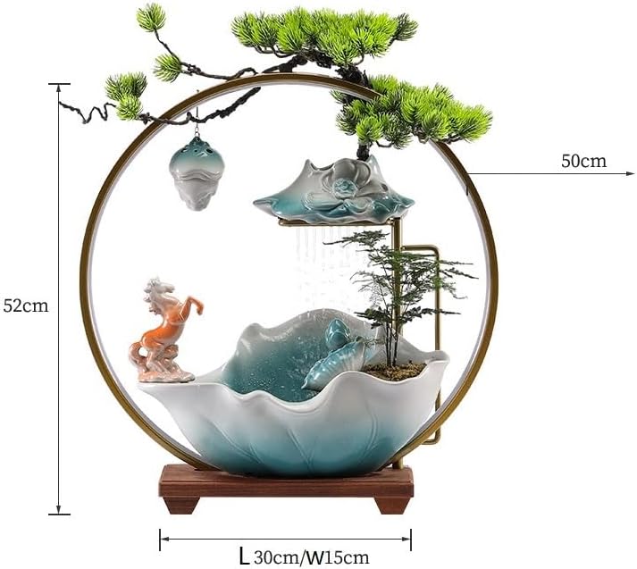 Chinese Style Ceramic Water Fountain for Wealth Attraction Indoor Decor