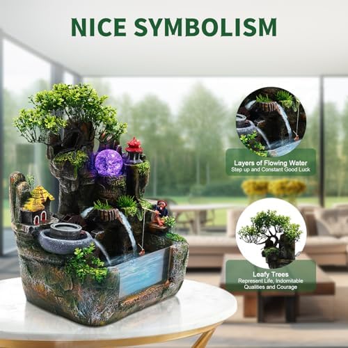 Tabletop Water Fountain with LED Light and Mist