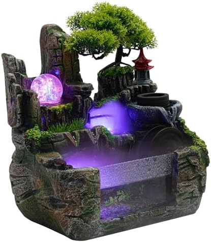 ZeStarDair Tabletop Water Fountain with Atomizer and LED Light