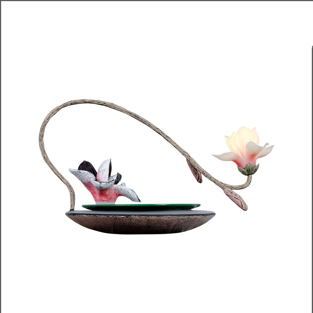 Elegant Desktop Water Fountain with Pink Magnolia Design