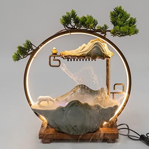 Indoor Waterfall Fountain with LED Light and Incense Diffuser