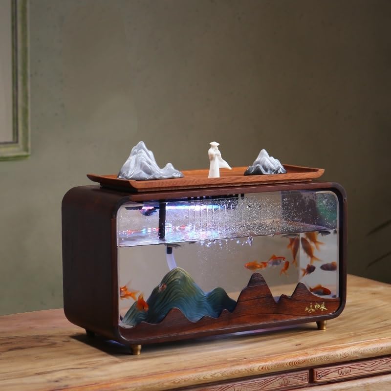 Modern Indoor Desktop Water Fountain with Fish Tank Decoration