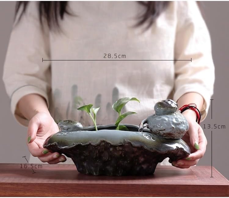Zen Ceramic Water Fountain for Home Office and Living Room