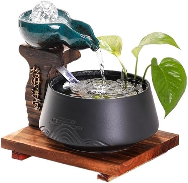 Modern Minimalist Tabletop Fountain with Wealth Flow and Humidifier Function