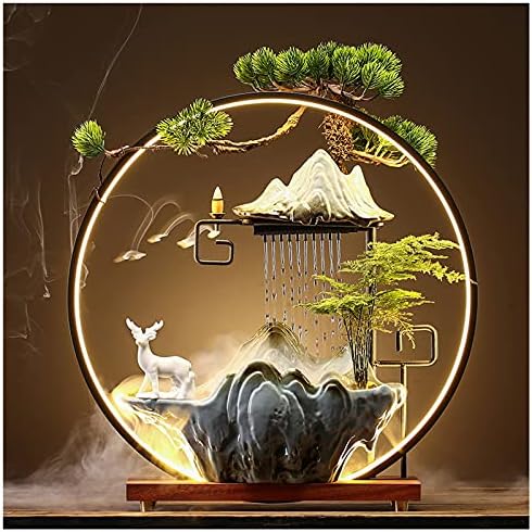 Deer Indoor Water Fountain with LED Light and Mist