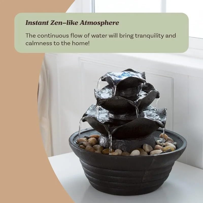 3-Tier Lighted Tabletop Indoor Fountain with LED and Soothing Sound