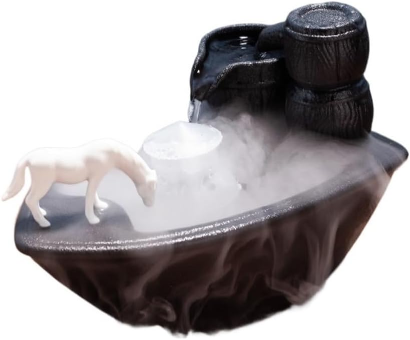 White Horse Tabletop Water Fountain Home Decor