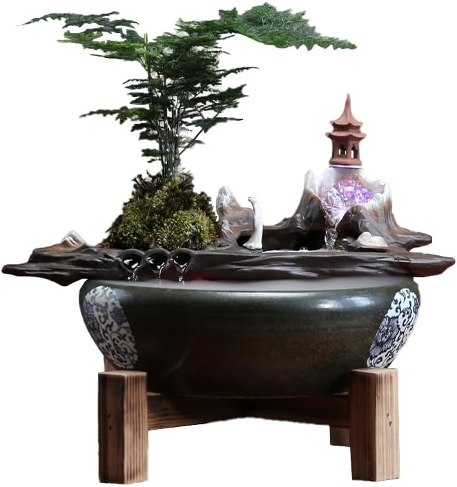 Ceramic Tabletop Fountain for Home Office Zen Decor