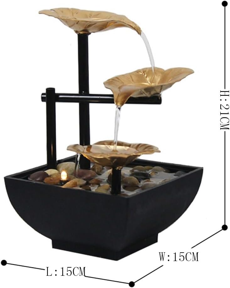 Iron Desktop Fountain with Lotus Design for Zen Meditation and Home Decor