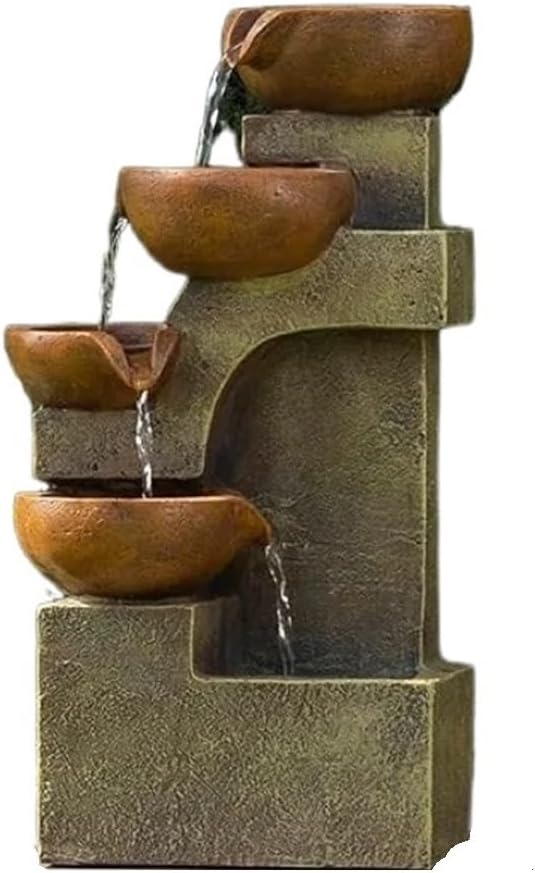 Indoor Outdoor Tabletop Tiered Waterfall Pots with Stone Look