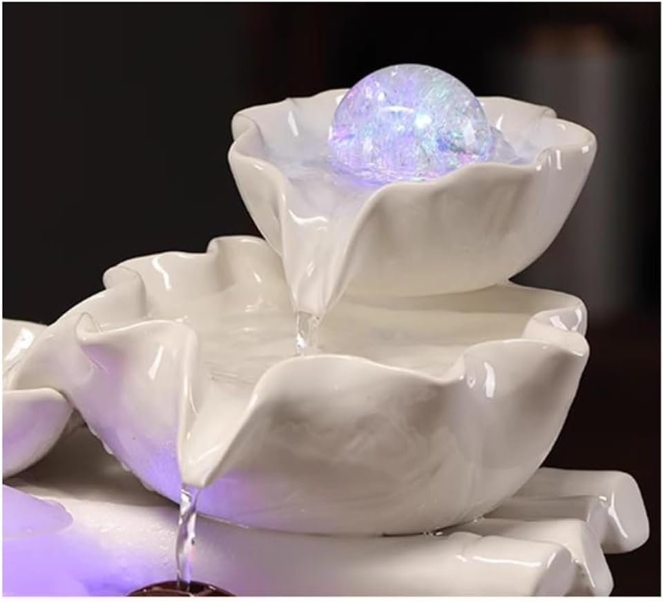 Elegant Ceramic Tabletop Water Fountain with Lighting and Fog