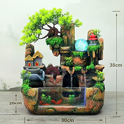 Ageanbri Tabletop Fountain with Aquarium and Plants