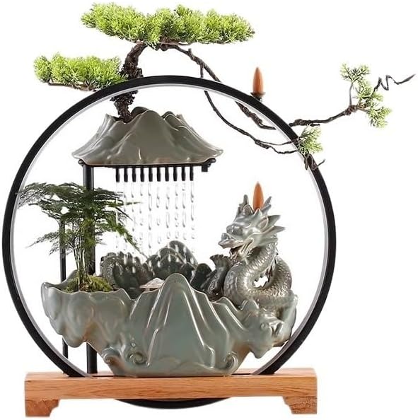 AQWASYUTER Creative Indoor Water Fountain Ornament with Flowing Water for Home Office Decor
