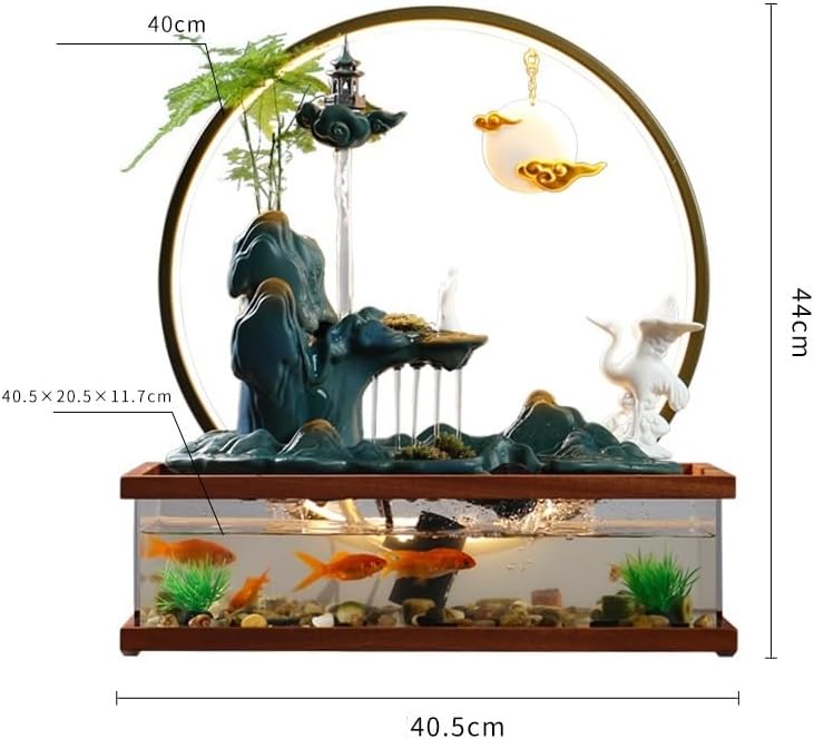 Zen Waterfall Fountain with Goldfish Decor