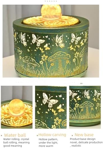 TangCHUAN Decorative Tabletop Fountain with Butterfly and Mushroom Design Home Decor