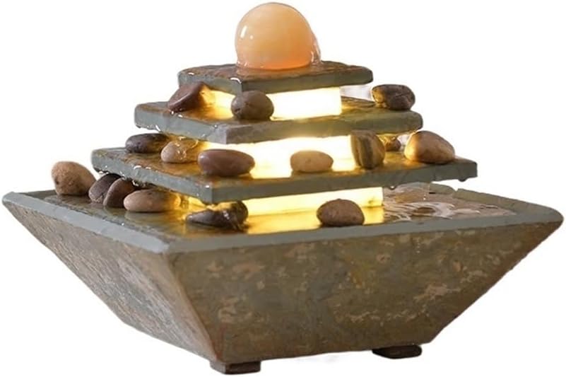 Elegant Square Ceramic Marble Desktop Water Fountain