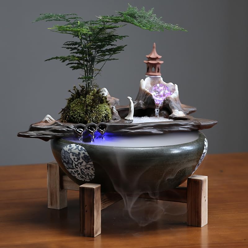 Ceramic Tabletop Fountain for Home Office Zen Decor