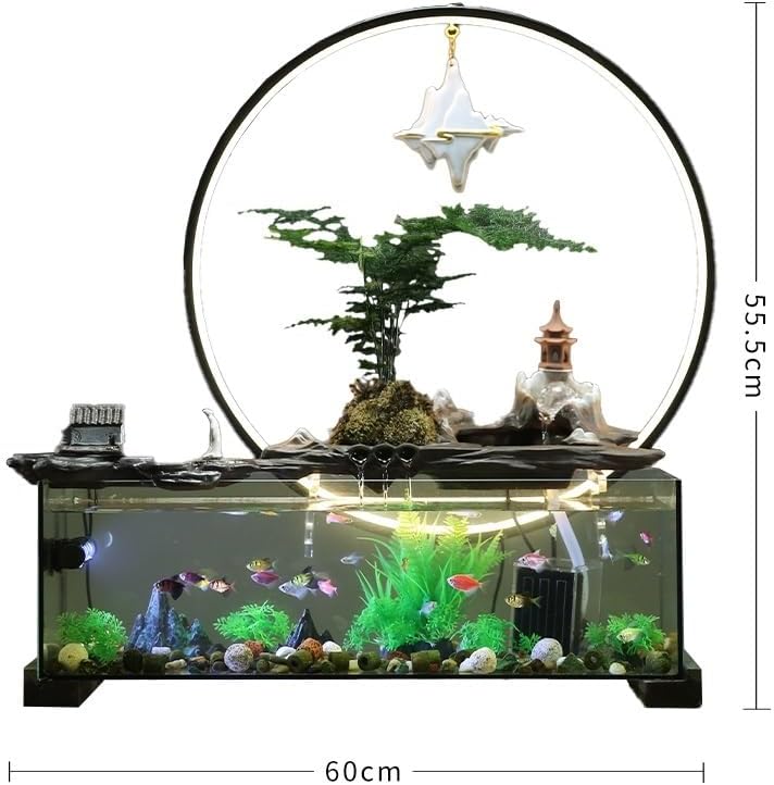Indoor Water Fountain with Goldfish Decorative Tabletop Fountain