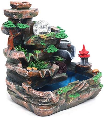 DYRABREST Tabletop Rockery Fountain with LED Light