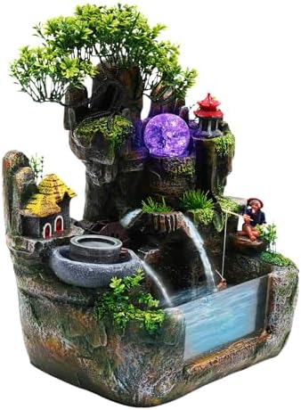 Indoor Rockery Waterfall Fountain with LED Light and OnOff Switch