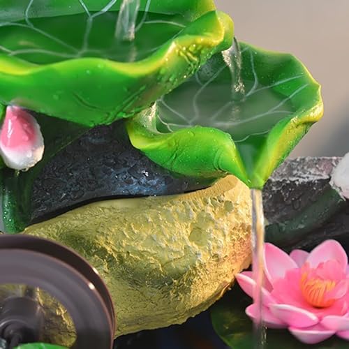 Elegant Desktop Water Fountain with Lotus and Flowing Water
