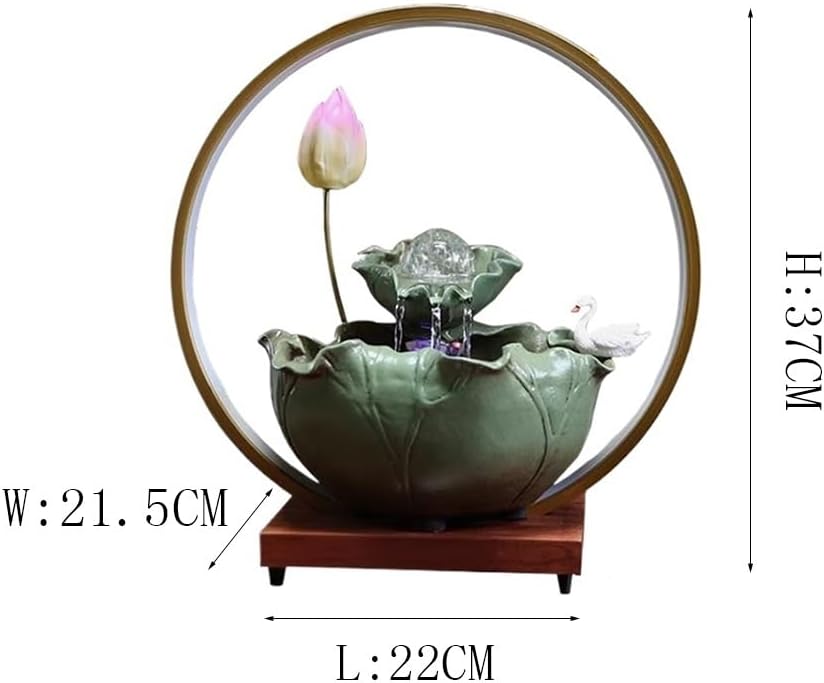 Elegant Desktop Water Fountain with Lotus and Swan Design