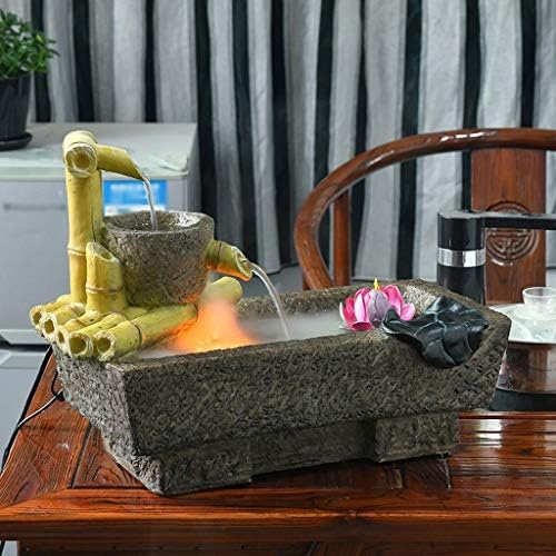 Tabletop Water Fountain with Humidifier and LED Lights Grey