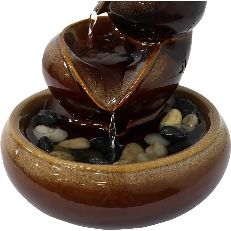 Tiered Ceramic Tabletop Fountain with Electric Pump