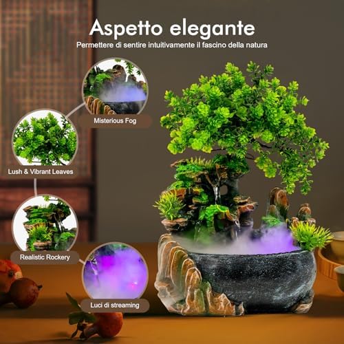 LuuChain Rockery Water Fountain with LED Light for Office and Living Room Decor