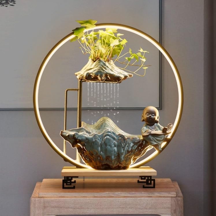Indoor Water Fountain with Circulating Flow and Humidification