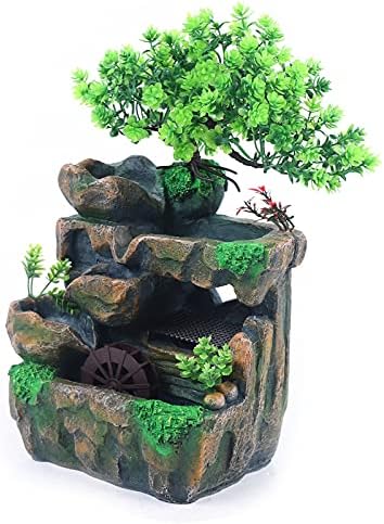 Xuthusman Indoor Mini Rock Waterfall Fountain with LED Lights