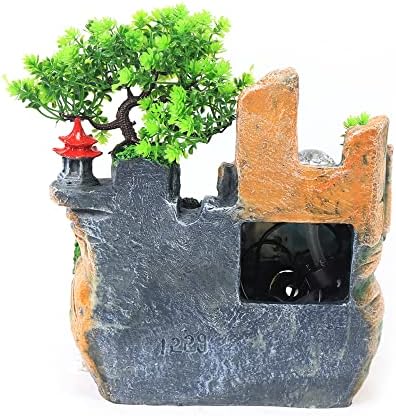 Yiponyt Tabletop Fountain with Rockery and LED Light