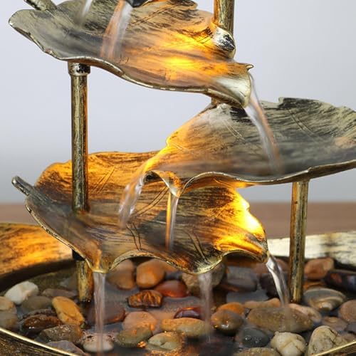 Tabletop Waterfall Fountain - 4 Tier with USB Pump and LED Lights