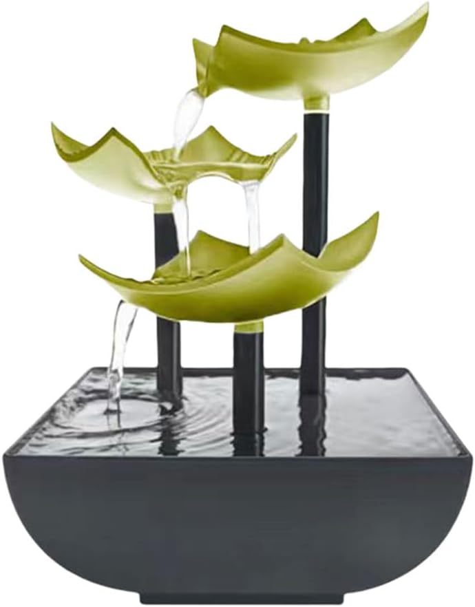 Generic Indoor Tabletop Water Fountain with LED Light Zen Meditation Waterfall