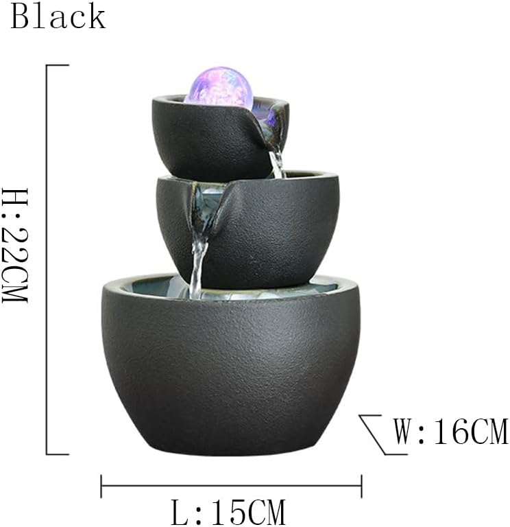 Elegant Kiln-Change Desktop Water Fountain Black