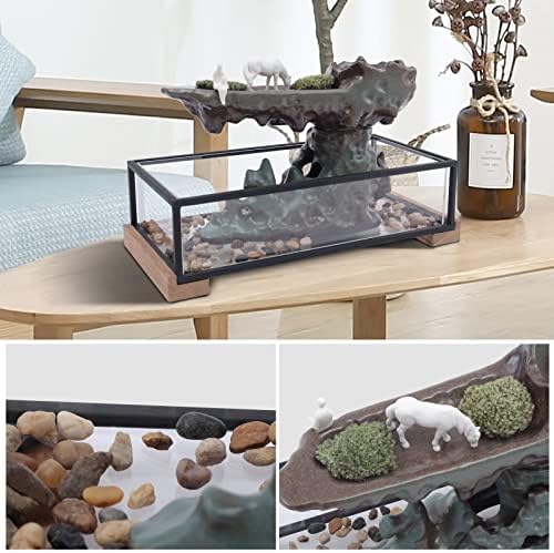 Calm Indoor Tabletop Water Fountain with Aquarium and Rockery