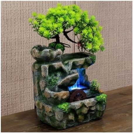 Mini Mountain Fountain with Spinning Wheel for Home Office