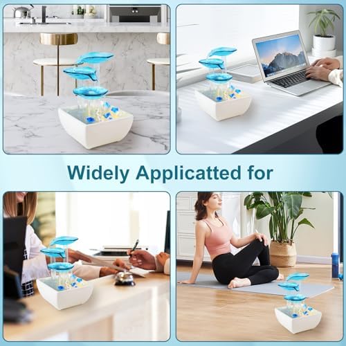 Epeecehomie Ceramic Tabletop Fountain - Blue Zen Decor for Home and Office