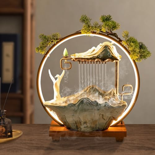 Indoor Waterfall Fountain with LED Lights and Pump