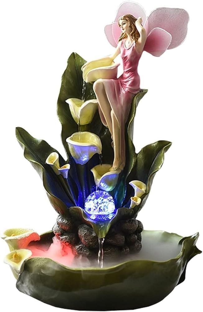 Tabletop Water Fountain with Flowing Angel Ornament for Living Room Decor