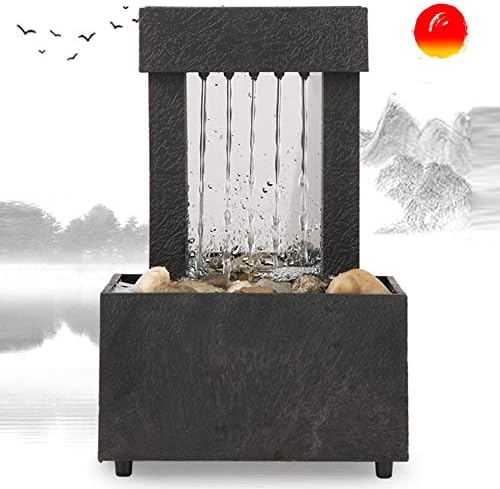 Tabletop Fountain with LED Lights and Stones for Home Office